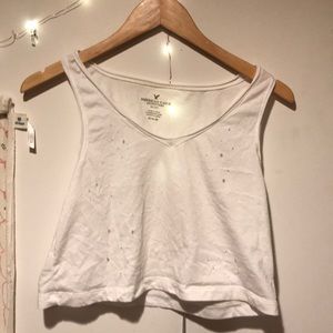American eagle ripped whit crop top